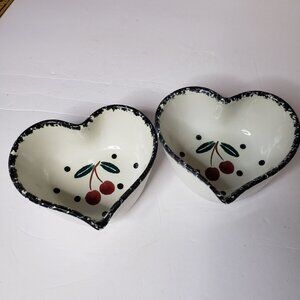 Adorable Set of 2 Two Vintage Chaparral Heart Shaped Cherry Bowls